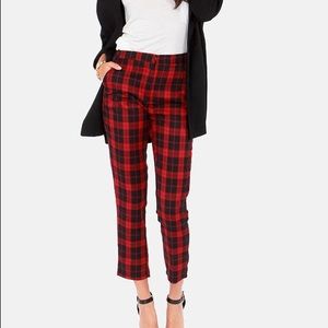 Cropped black and red ankle pants